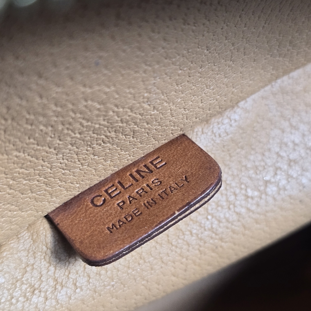 Authentic Celine Brown and Tan Coated Canvas Vanity Handbag - Picture 14 of 15